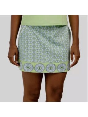Sigrid Olsen Golf & Tennis Pull-On Skort - Blue/Green Medallion Print Size Small